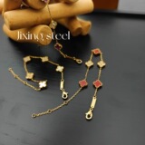 Van cleef Luxury Edition Light Luxury Mini Four Leaf Clover Room Diamond Shell Bracelet Renaissance Light Luxury Colorful
