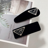 prada classic black velvet vintage hair clip square side bangs clip back of the head shredded hair bb clip small red book