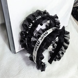 miumiu New Flower Lace Bow Headband Women's Premium High Temperament Flower Pop Wide Thick Ins Headband