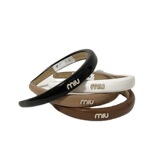 miumiu Temperament Simple Pearl Letter Hair Band Sponge Blast Furnace Headband Thin Edge Airy Hair Card Wear Out Hair Pressure Women