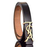 YSL 2025 Women's Fashion Big Brands Luxury Two-tier Cowhide Belt Ladies' Fashion Simple Genuine Leather Dress Cow