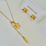 celine explosive titanium triumphal door pull necklace earrings set collarbone chain studs colorful accessories