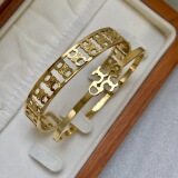 Stainless Steel Celi Arc de Triomphe Large V and TB Gold Bracelet Women European and American Ins Fashion Guru Open Bracelet Waterproof
