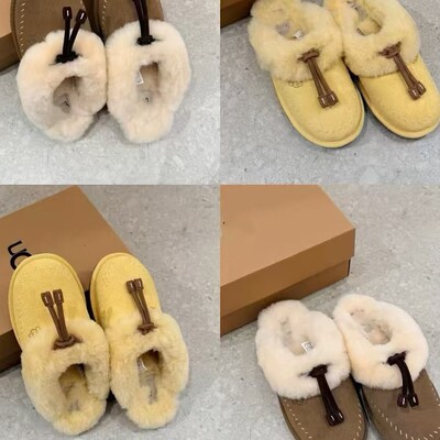 Women's Fall/Winter New Item Casual Outdoor Flip Flop Slippers 2026 New Item Warm Slip On Fleece Shoes Women's UGG
