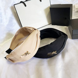 ySL Series Designer Vintage Ins Chinese Style Kink Wide Edition Solid Color Hair Card Reducing Headband Ancient Gold Female