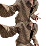 Gucci [Spot] High version jacquard hot diamond explosive spring autumn 2026 new long sleeve shirt coat shoulder jacket