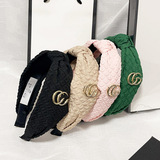 Gucci Korean style temperament net red wide hair band middle knot fabric art camellia headband go out all-match girl hair card hair accessories