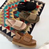 Open Toe Flip Flops Thick Sole Sandals Women Summer Fashion Versatile Romanesque Beach Slippers Velcro Push-Up Sandals UGG