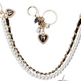 Cross-border sales love leather pearl chain winter all-match love pearl chain keychain pendant