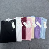Cross-border Alo0 Heavyweight Cotton Threaded T-Shirt Simple Summer Versatile Loose Casual Steel Seal Short Sleeve
