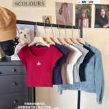 alo autumn winter short sleeve alo early autumn grinding fur short sleeve small fly sleeve suspender vest top letter one-piece cup
