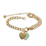 Tiffany Titanium Steel 18k Gold T Home Classic Blue Heart Asymmetric Bracelet Women Fashion Commute Versatile