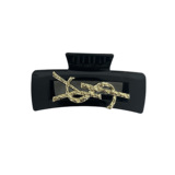 ySL Black Large Gripper Korean Style Elegance YS Metal Letter Shark Clip Back of Head Disc Hair Clip Fashion Hair Accessories Headwear