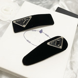 prada classic black velvet vintage hair clip square side bangs clip back of the head shredded hair bb clip small red book
