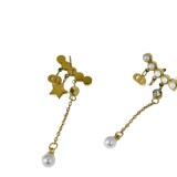 Dior Stainless Steel Pig Nose Earrings Pearl Star Fringe Stud Earrings Big Brand Colorless Earrings