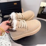 2026 Winter New Men's and Women's Shoes Fleece Martin Boots Thick Sole Anti Ski Snow Boots Men's High Top Wool Warm Cotton Shoes UGG