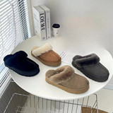 Outer Wear Warm Cotton Slippers Bag Toe Slippers Sheepskin Fur All-in-One Thick Sole Increase Non-slip Women's Wool Slippers Cotton UGG