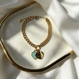 Tiffany Titanium Steel 18k Gold T Home Classic Blue Heart Asymmetric Bracelet Women Fashion Commute Versatile