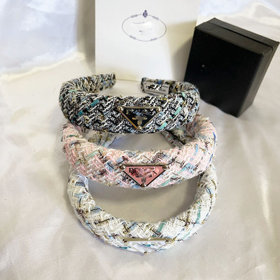 prada Fall Winter Out High Cranial Headband Hair Band Chanel Style Gold Silk Yarn Hair Card Wide Edge Hair Cave Headband Hair Band