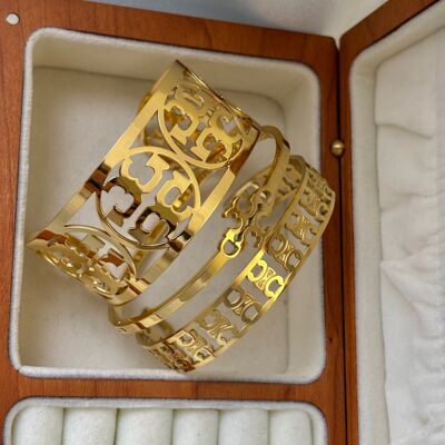 Stainless Steel Celi Arc de Triomphe Large V and TB Gold Bracelet Women European and American Ins Fashion Guru Open Bracelet Waterproof