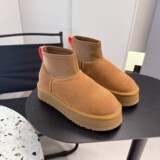 Hong Kong women's pencil boots 2026 autumn and winter new sheepskin fur thick sole increased anti-slip thickened snow boots UGG