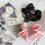 prada Elegant Satin Large Intestine Hair Circle Ins Fat Intestine Circle Letter Large Intestine Circle Korean Simple Women's Headwear
