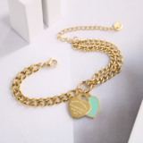 Tiffany Titanium Steel 18k Gold T Home Classic Blue Heart Asymmetric Bracelet Women Fashion Commute Versatile