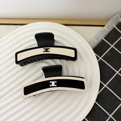 celine 11cm Classic Black and White Chanel Style Gripper Large Korean Style Rubber Lacquered Texture Hair Loss Multi Disc Hair Shark Clip