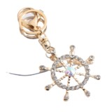 Cross-border new variety of crafts diamond-set sailing ship rudder key chain gift temperament car key chain alloy ornament