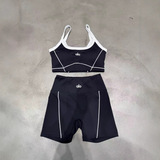 alo25 summer new nude feeling belt chest cushion outer wear underwear shoulder strap contrast color bra shorts yoga suit women