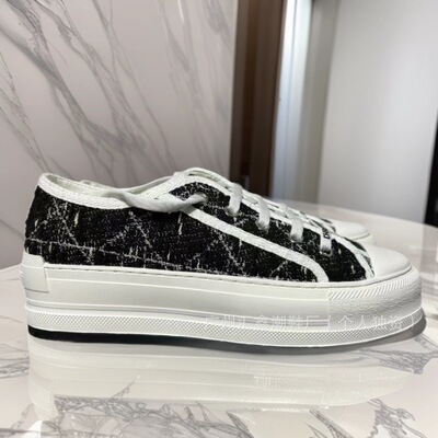Premium Dior Embroidery Floral Canvas Shoes Platform Boost Casual Sport White Skate Shoes