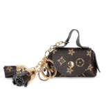 Mini leather small bag cute coin purse storage bag earphone bag old flower pendant key bag key bag women