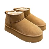 Zhou Dongyu Women's Inner Heightening Snow Boots 4cm Short Calf Leather Thick Sole Warm Bread Shoes Winter Cotton Boots UGG
