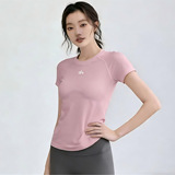 american alo spring summer women high elastic short sleeve quick dry t-shirt breathable pilates gym wear running training sports top