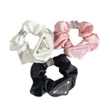 prada Elegant Satin Large Intestine Hair Circle Ins Fat Intestine Circle Letter Large Intestine Circle Korean Simple Women's Headwear