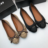Coach foreign trade Europe and the United States 2025 new C line fabric tassel bow flat shoes comfortable bean shoes milk shoes