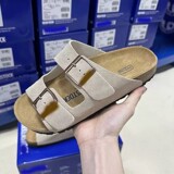 Birken All Cowhide Birken 2025 Summer Vintage Genuine Leather Cork Flat Sandal Unisex Couple Same Line Sandal Slipper