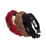 YSL Velvet Hemp Red Headband Female 2023 Influencer Fall Winter High Skull Top Wide Edge Headband Hair Press Hair Card New Year Headwear