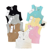 alo Threaded Vest Short Outdoor Umbilical Penetrating Air Strap Solid Color High Elastic Inner Strap Vest Women Summer Outdoor Wear