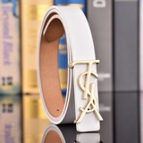 YSL 2025 Women's Fashion Big Brands Luxury Two-tier Cowhide Belt Ladies' Fashion Simple Genuine Leather Dress Cow