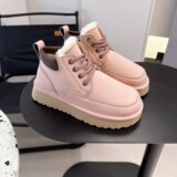 2026 Winter New Men's and Women's Shoes Fleece Martin Boots Thick Sole Anti Ski Snow Boots Men's High Top Wool Warm Cotton Shoes UGG