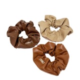 miumiu european and american style solid color high-grade hair ring milk tea color PU leather large intestine circle net celebrity blogger same style niche hair accessories