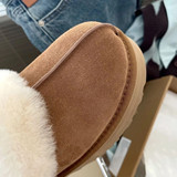 Outer Wear Warm Cotton Slippers Bag Toe Slippers Sheepskin Fur All-in-One Thick Sole Increase Non-slip Women's Wool Slippers Cotton UGG