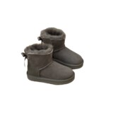 2026 Winter Single Silk Band Bow Children's Snow Boots Short Sheepskin Fleece Integrated Thickened Thermal Anti-slip Cotton Shoes UGG
