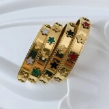 18k Gold Titanium Steel Flower Bracelet Kaleidoscope Color Bracelet Cross Border Hot Sale Five Leaf Flower Buckle Bracelet Waterproof