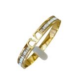 Stainless Steel V Bangle Gold Zircon Bracelet Cross-border Best Seller