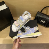 2026Chanel Hook-and-Loop Genuine Leather Platform Slide Outdoor Flat