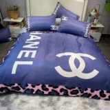 Dior Foreign Trade Fashion Brand Light Luxury Premium Ice Silk Four-Piece Set Washed Silk Quilt Cover Bed Sheet Bed Sheet Big Brand Exit