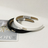 miumiu Temperament Simple Pearl Letter Hair Band Sponge Blast Furnace Headband Thin Edge Airy Hair Card Wear Out Hair Pressure Women