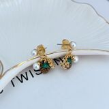 New fashion light luxury sweet cute pearl inlaid English letter strawberry women metal high quality jewelryTB